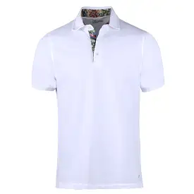 Flower Patterned Contrast Polo Shirt