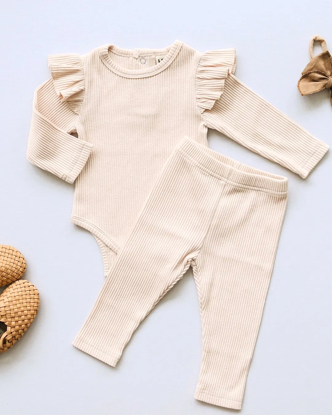 Flutter Sleeve Baby Bodysuit | Vanilla