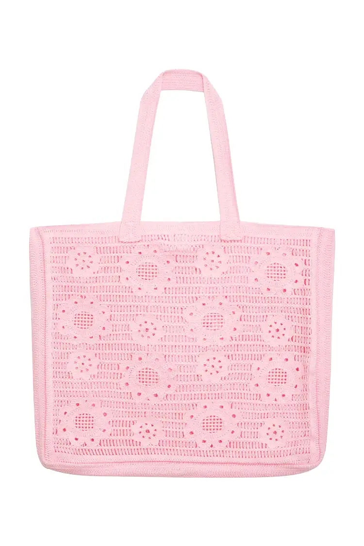 Frankies bikinis x PAMELA ANDERSON Lola Crochet Tote Bag - Pink Dream