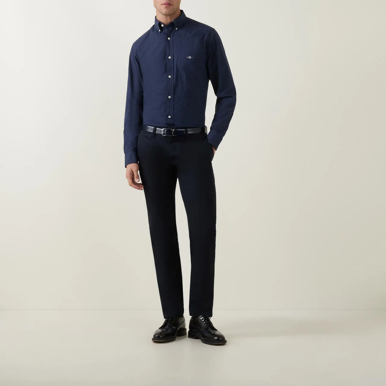 GANT Micro Regular-Fit Casual Shirt - Navy