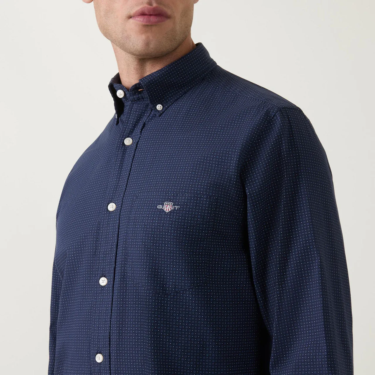 GANT Micro Regular-Fit Casual Shirt - Navy