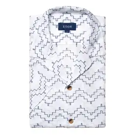 Geometric Embroidery Linen Resort Shirt