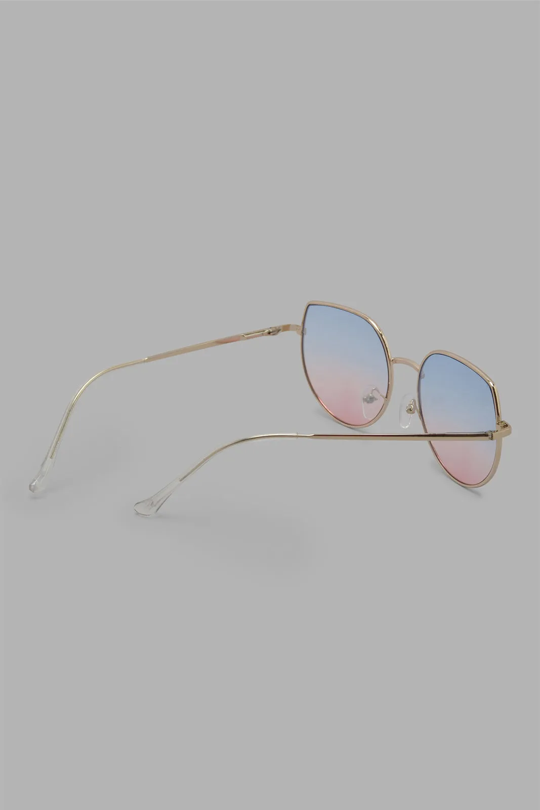 Gold Round Embellished Sunglasses For Girls