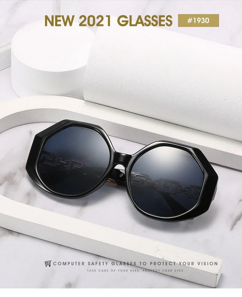 Hexagon Sunglasses with Metal Design Arm for Women Vintage Eyewear