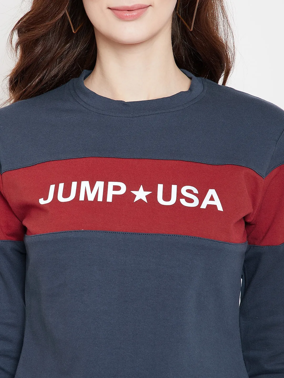 JUMP USA Women Navy Blue Sweatshirt