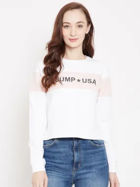 JUMP USA Women White Round Neck Sweatshirt