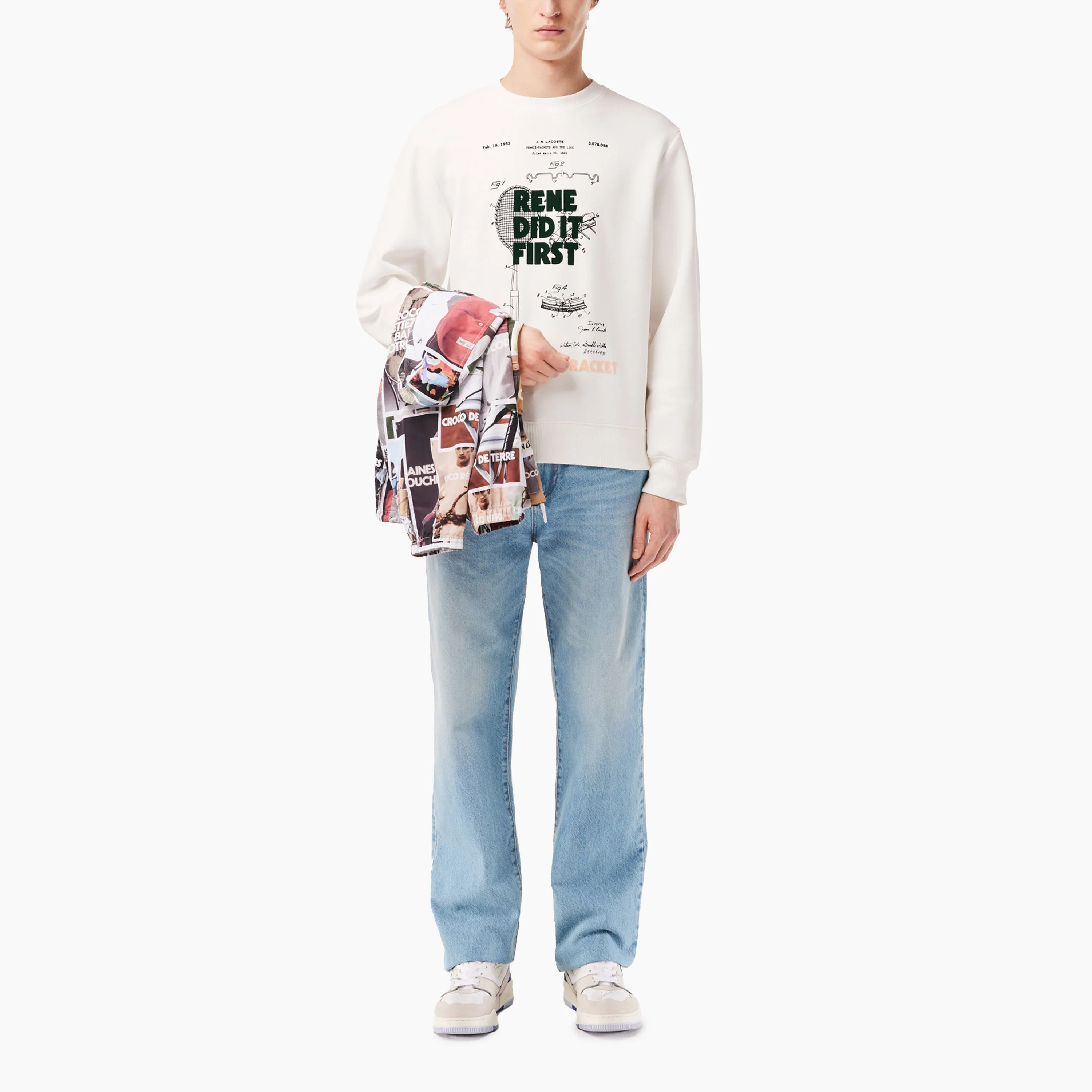 LACOSTE PIQU JOGGER SWEATSHIRT PANTENT CHAROL WHITE - SH0129