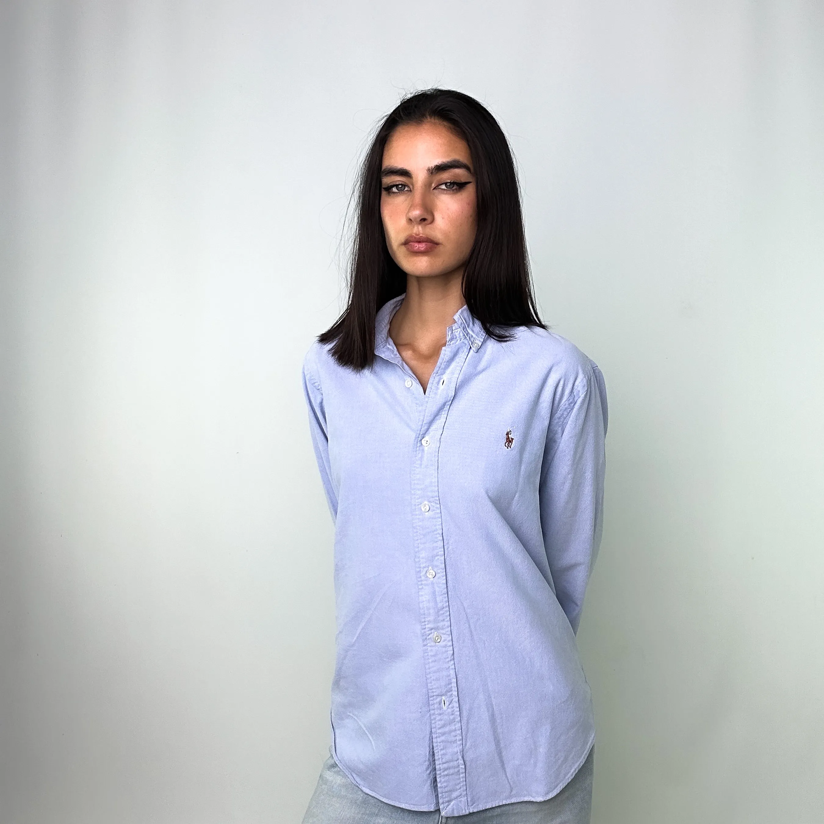 Light Blue 90s Polo Ralph Lauren Longsleeve Casual Shirt (M)