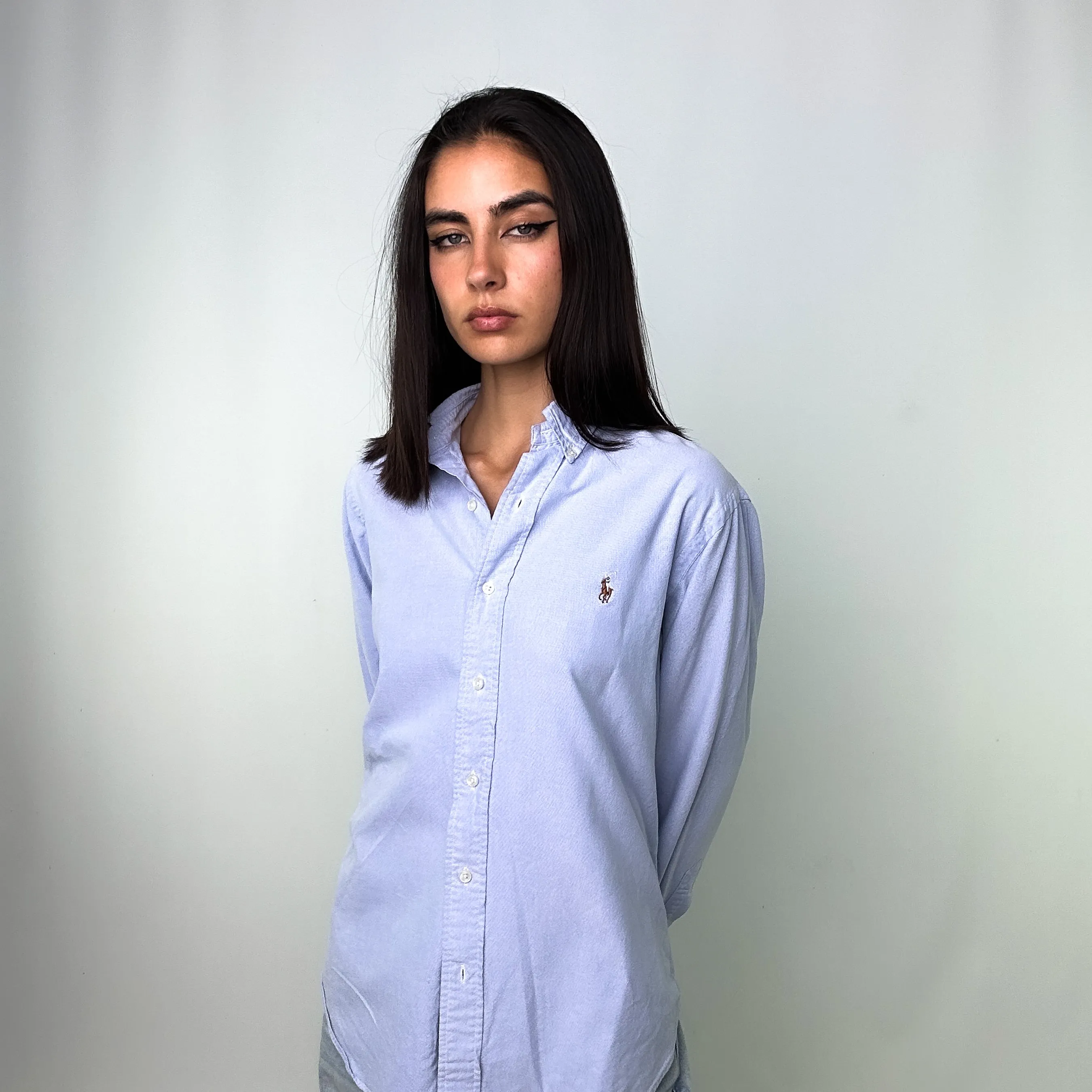 Light Blue 90s Polo Ralph Lauren Longsleeve Casual Shirt (M)