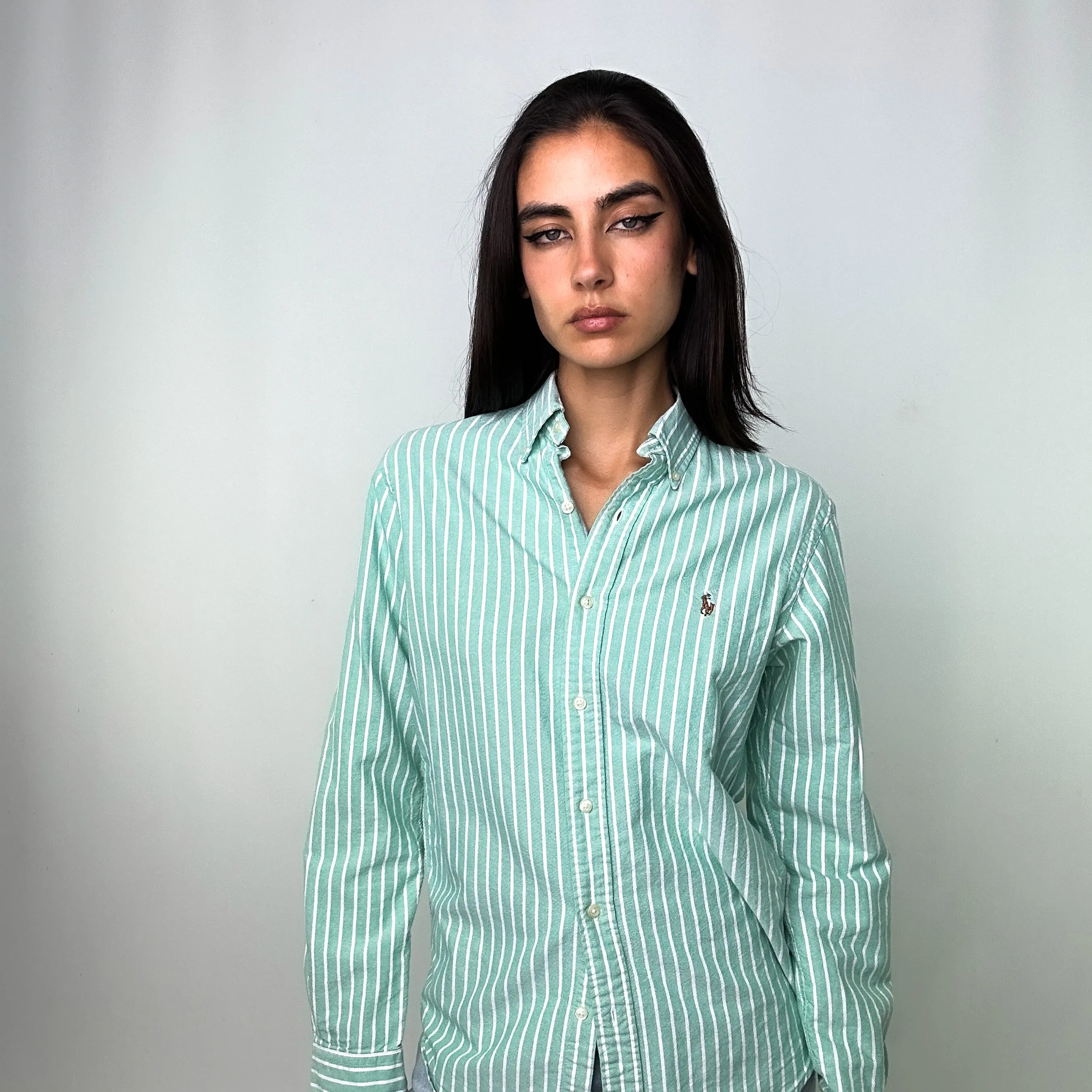 Light Green y2ks Polo Ralph Lauren Longsleeve Casual Shirt (S)