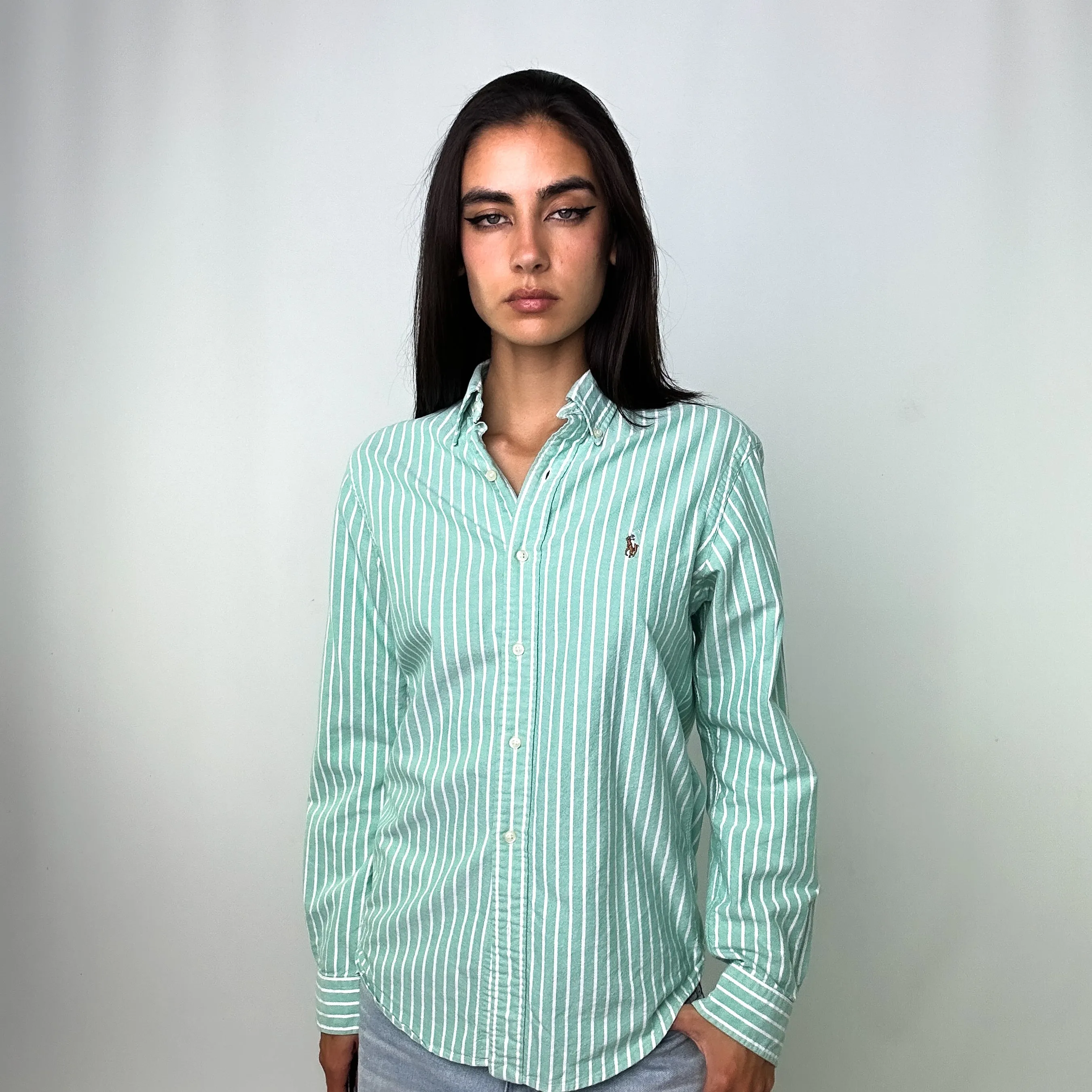 Light Green y2ks Polo Ralph Lauren Longsleeve Casual Shirt (S)