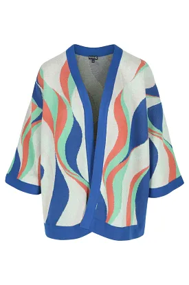 Lily-Balou Snorkel Blue Magnolia Kimono Jacquard Cardigan