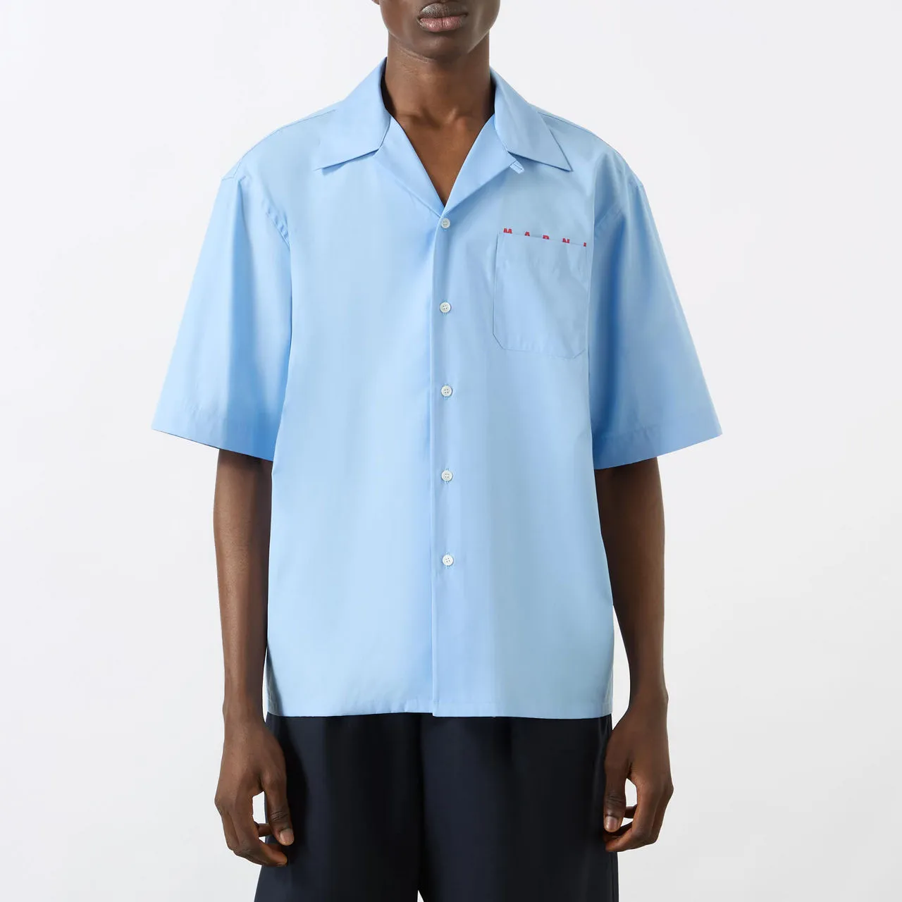 MARNI Logo Embroidered Casual Shirt - Blue