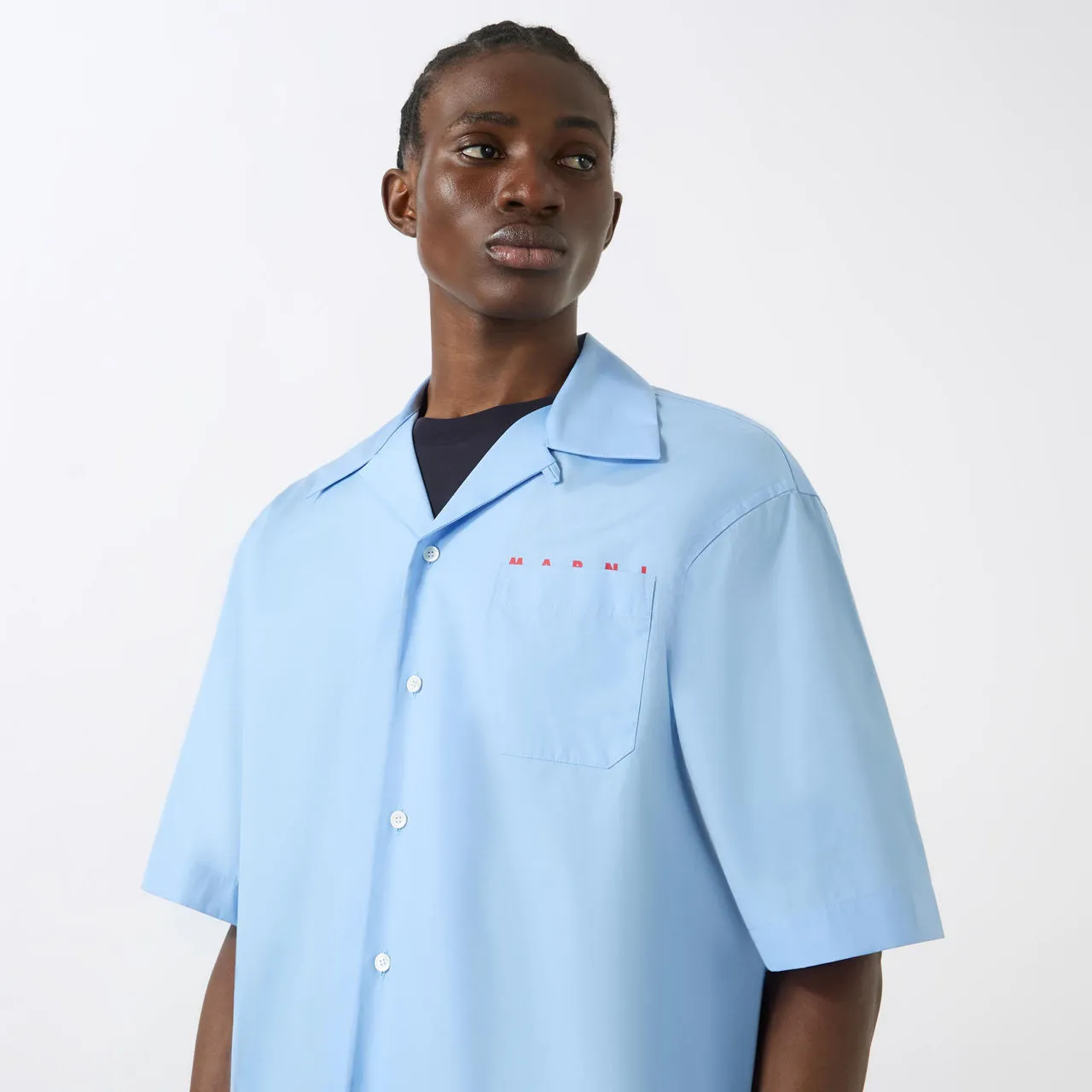 MARNI Logo Embroidered Casual Shirt - Blue