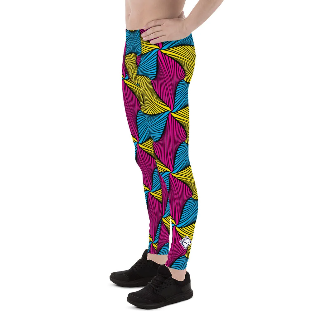 Men's Ankara Wax Print Athletic Leggings for Running, Gym, Jiu-Jitsu and MMA