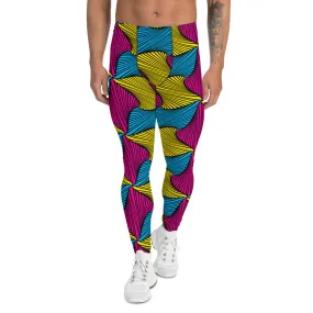 Men's Ankara Wax Print Athletic Leggings for Running, Gym, Jiu-Jitsu and MMA