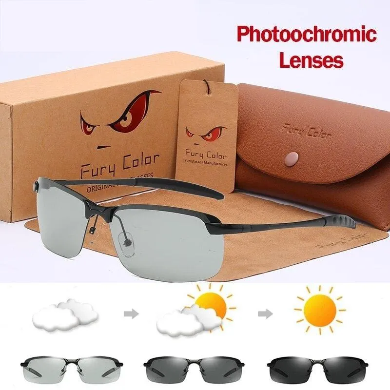 Men's Chameleon Photochromic Lens Polarized Driving Sunglasses