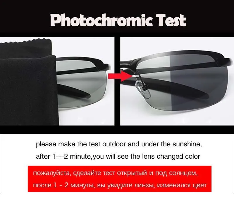 Men's Chameleon Photochromic Lens Polarized Driving Sunglasses