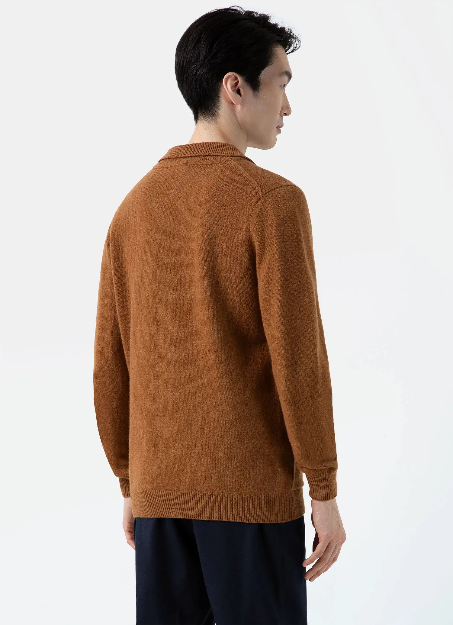 Men's Lambswool Jacket in Dark Camel