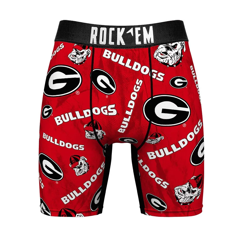 Men's Rock Em Socks  Georgia Bulldogs All-Over Underwear and Crew Socks Combo Pack