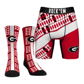 Men's Rock Em Socks Georgia Bulldogs Helmet Series Underwear and Crew Socks Combo Pack