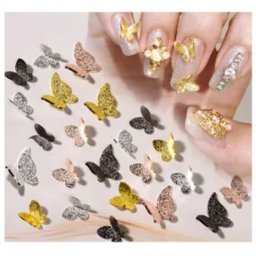 Metal Butterfly Nail Rhinestone Charms /2 pcs