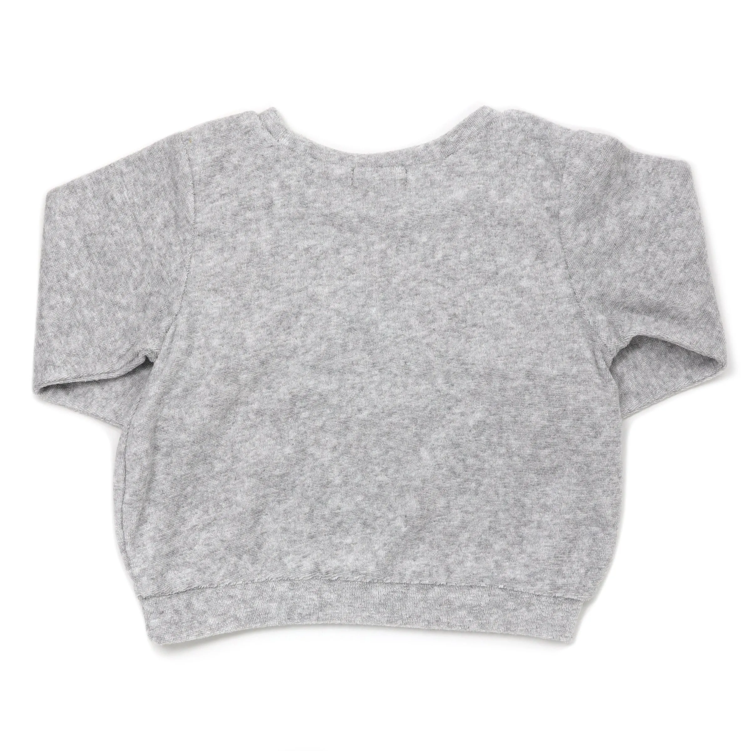 oh baby! Cotton Terry Brooklyn Boxy Sweatshirt - Oatmilk Sun Terry Applique - Heather Gray