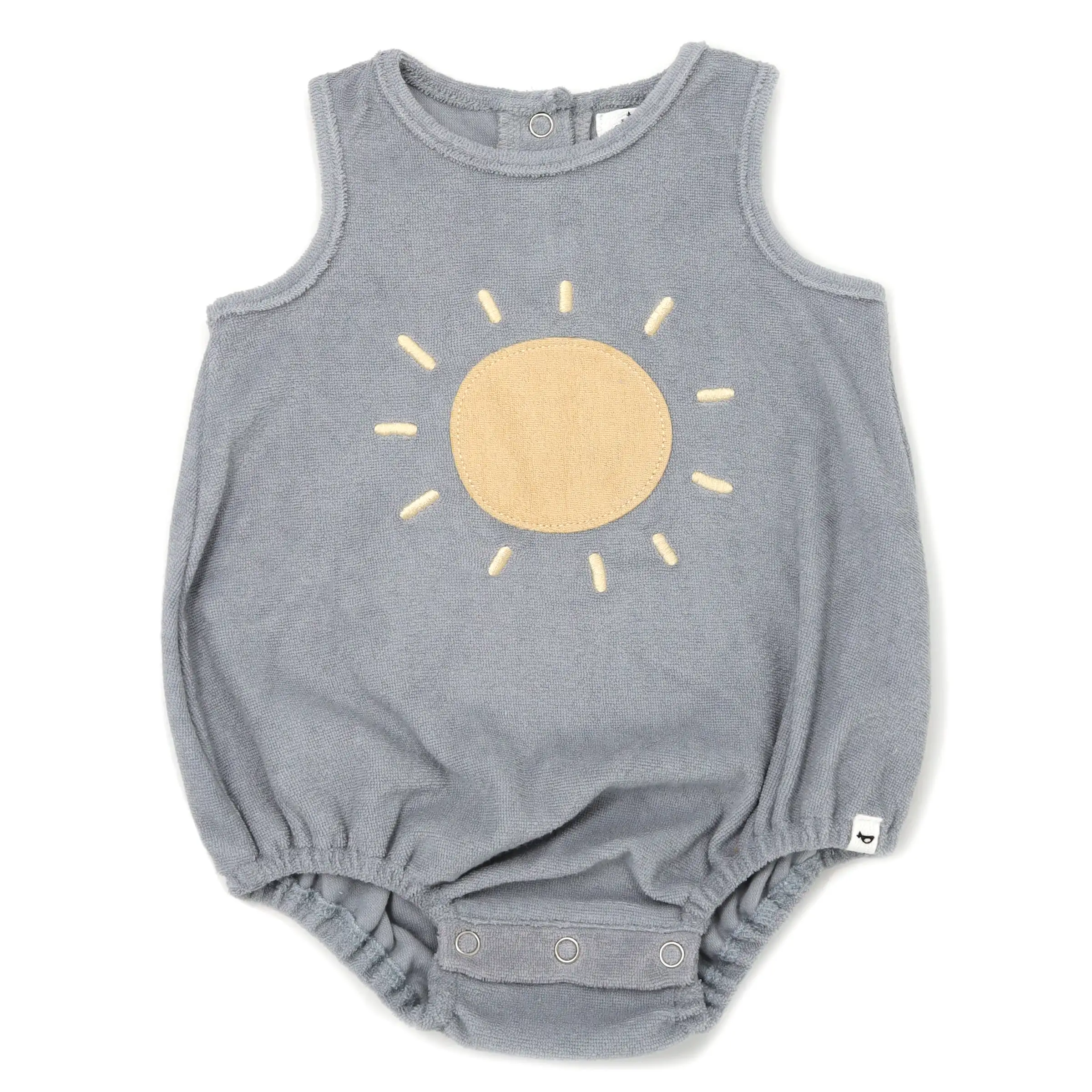 oh baby! Cotton Terry Bubble - Oatmilk Sun Terry Applique - Grey