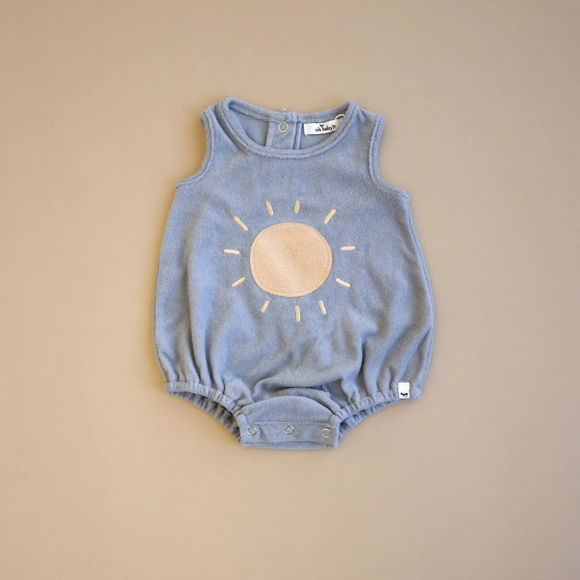 oh baby! Cotton Terry Bubble - Oatmilk Sun Terry Applique - Grey