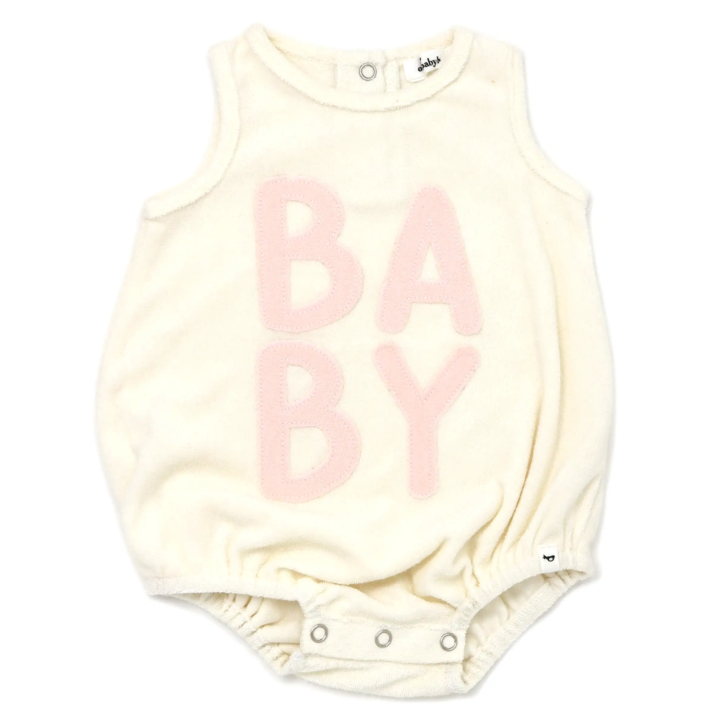 oh baby! Cotton Terry Bubble - Stacked BABY Pink Applique - Cream