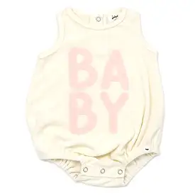 oh baby! Cotton Terry Bubble - Stacked BABY Pink Applique - Cream