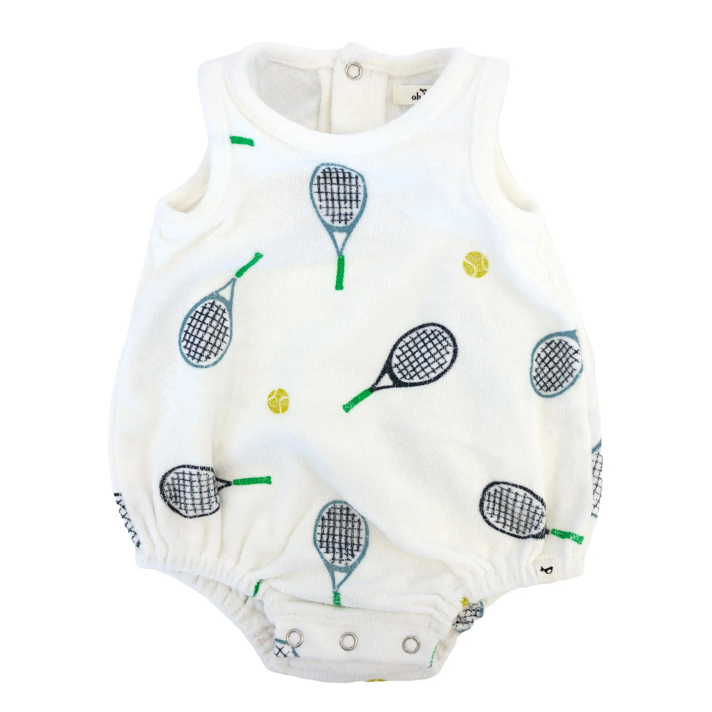 oh baby! Cotton Terry Bubble - Tennis Print - Snow