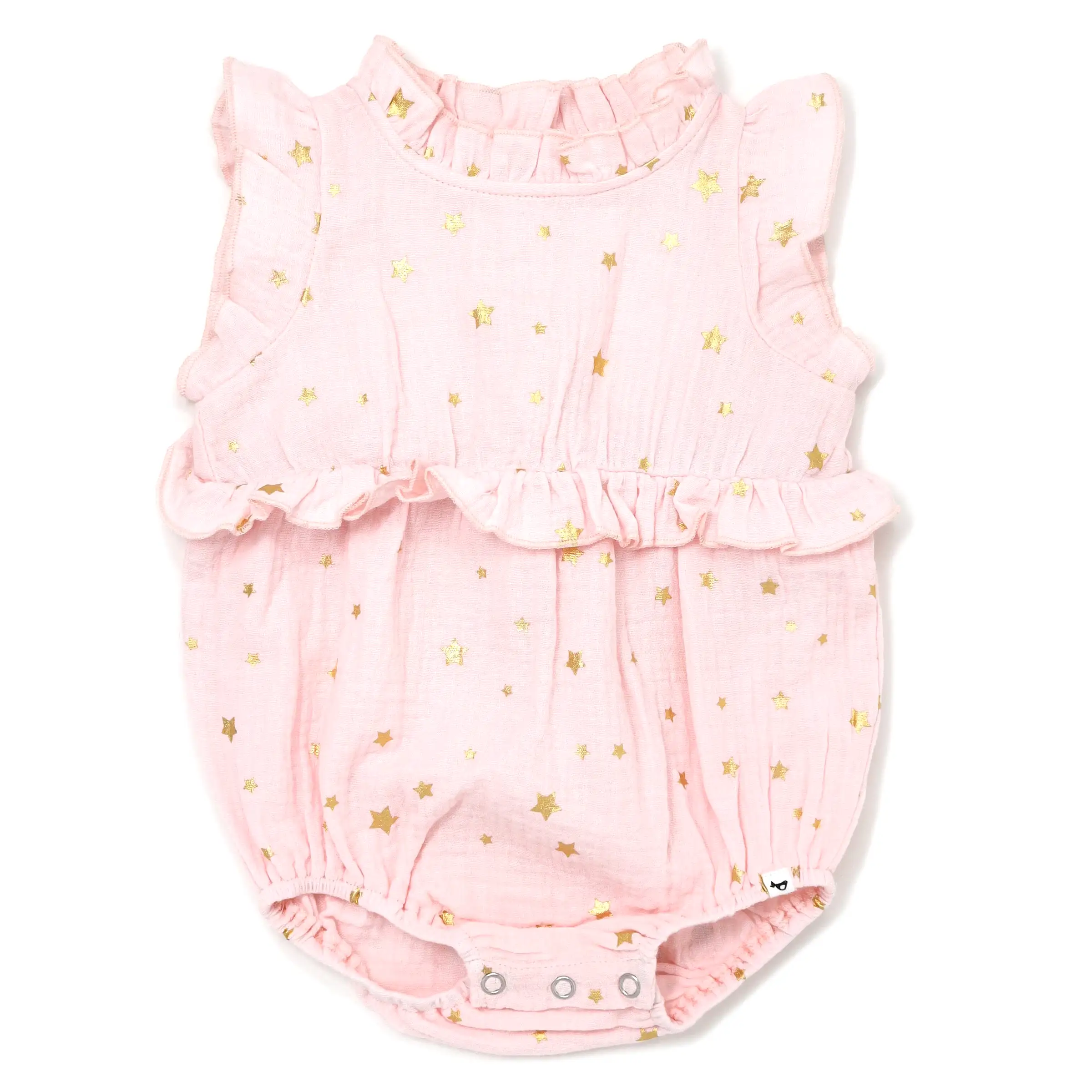 oh baby! Gauze Lola Bubble - Mini Gold Stars - Pale Pink