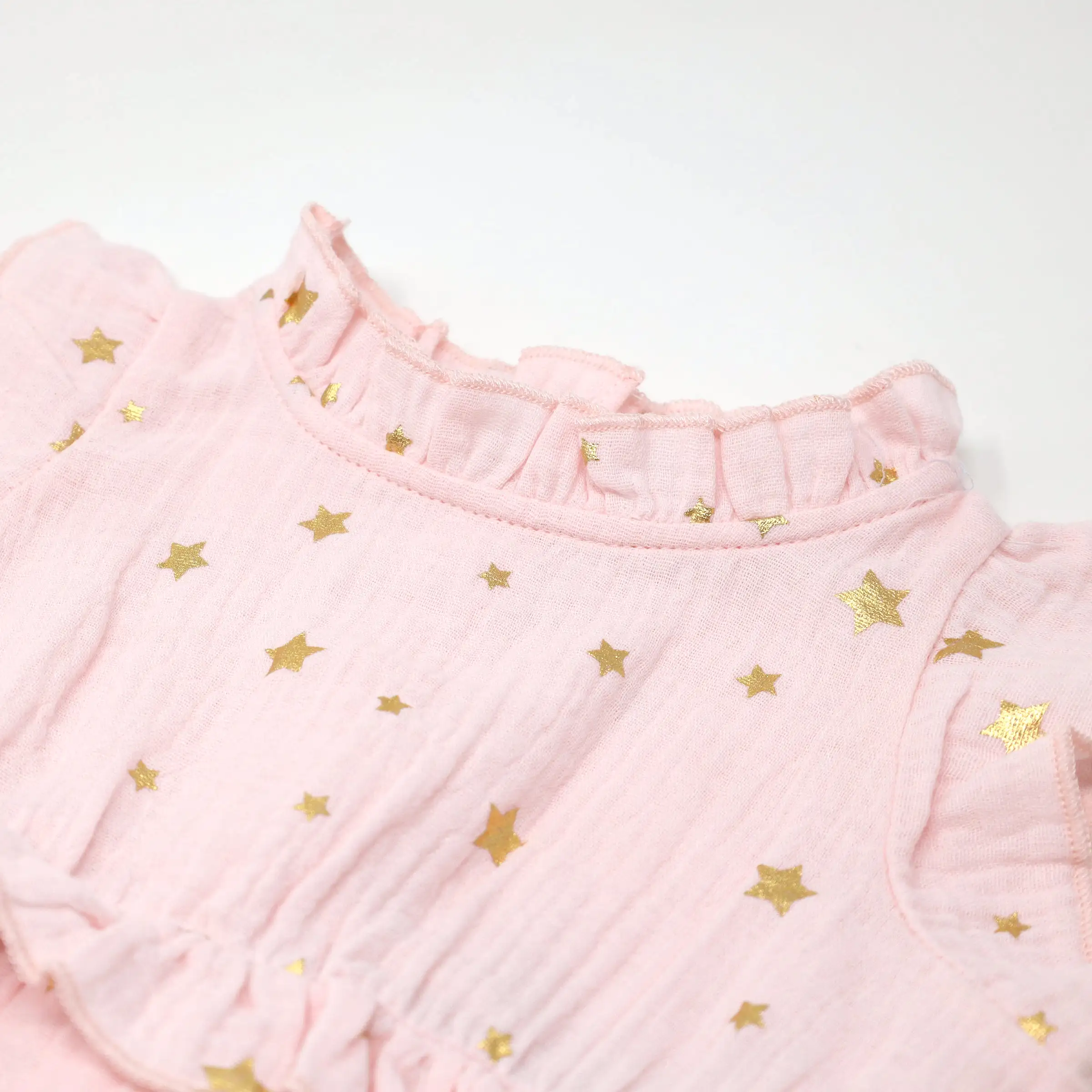 oh baby! Gauze Lola Bubble - Mini Gold Stars - Pale Pink