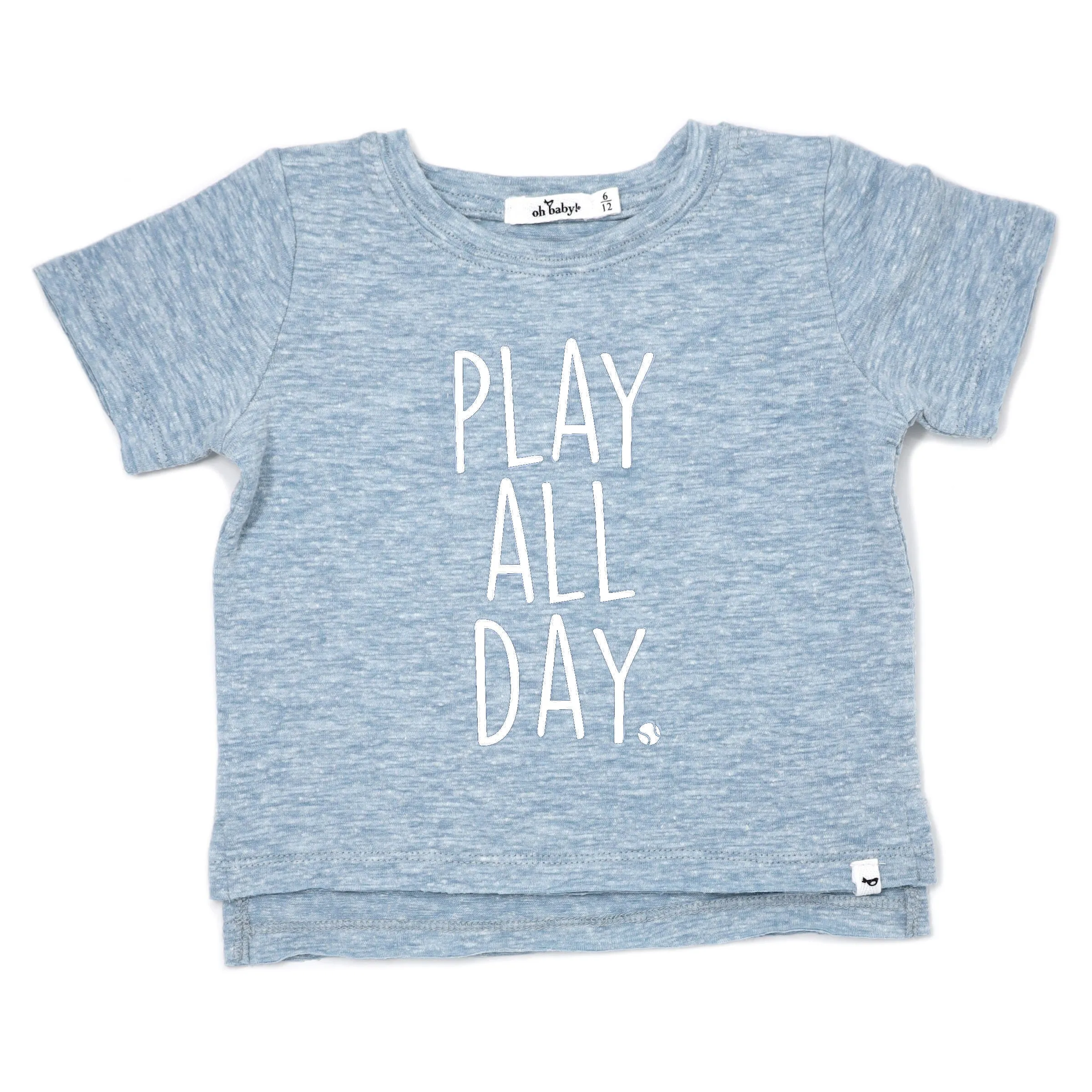 oh baby! Raw Edge Short Sleeve Cotton Slub Tee - Play All Day - Fog Heather