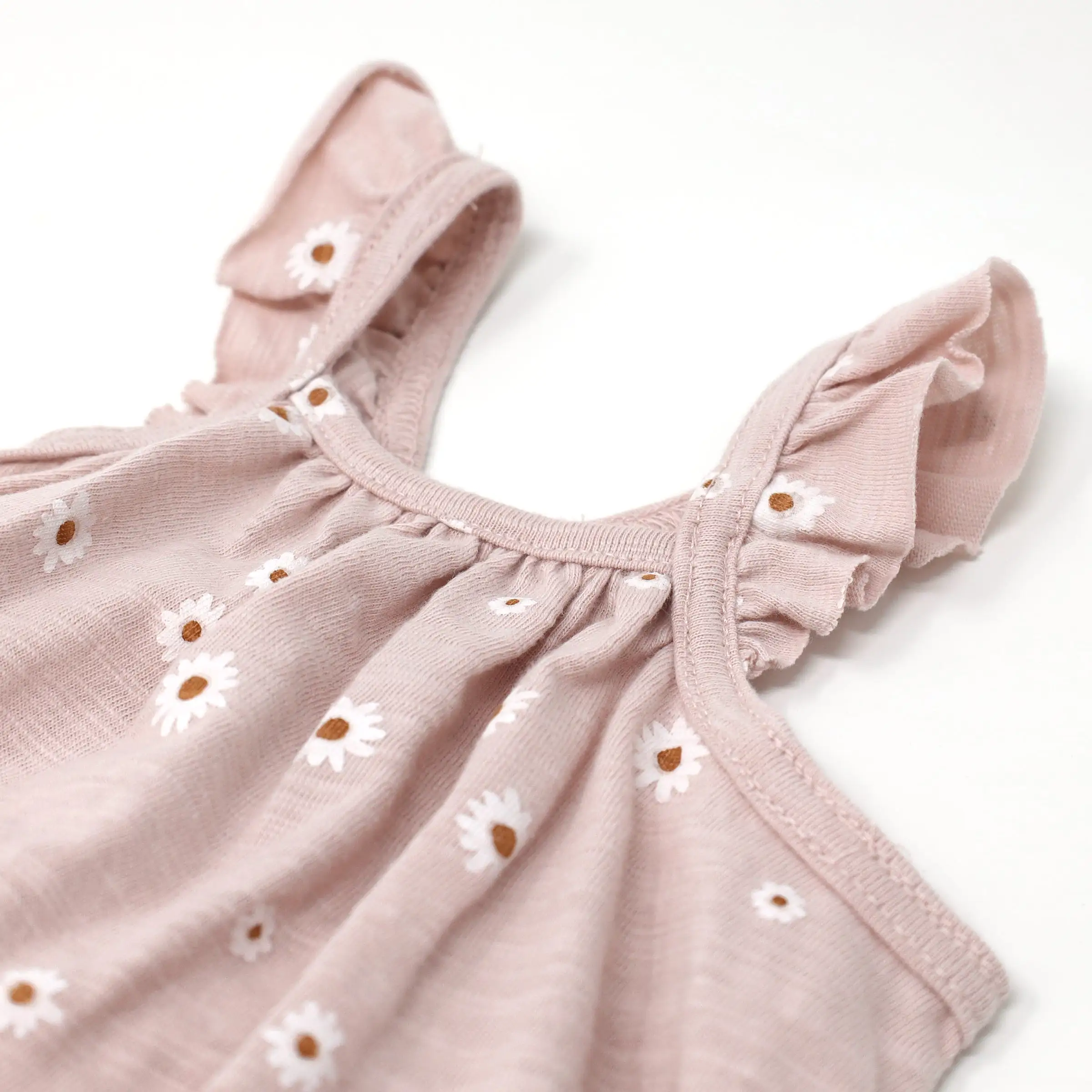 oh baby! Ruffle Strap Slub Bubble - Mini Daisies - Blush