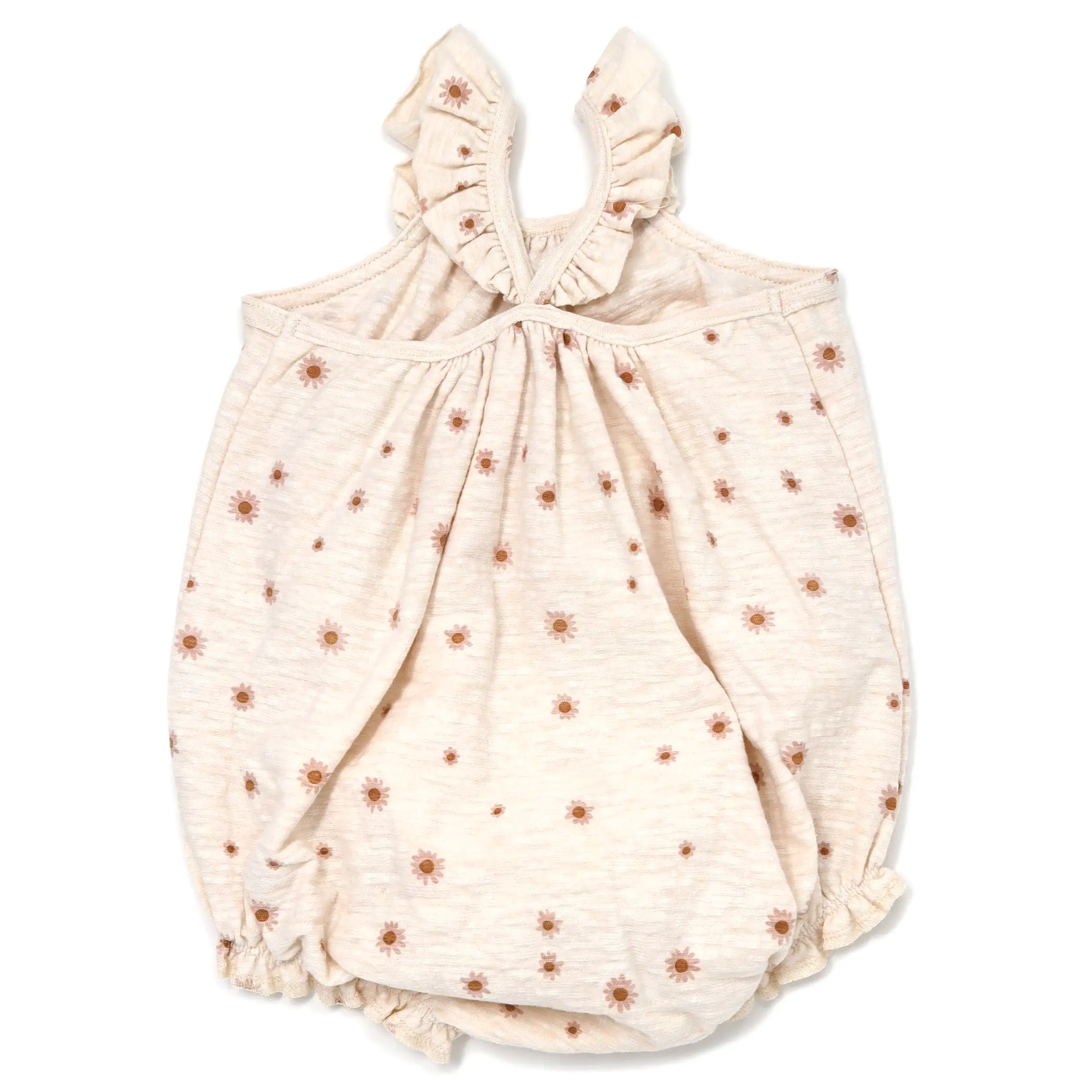 oh baby! Ruffle Strap Slub Bubble - Mini Daisies - Sand Heather