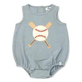 oh baby! Terry Bubble - Baseball Terry Applique - Mist Blue