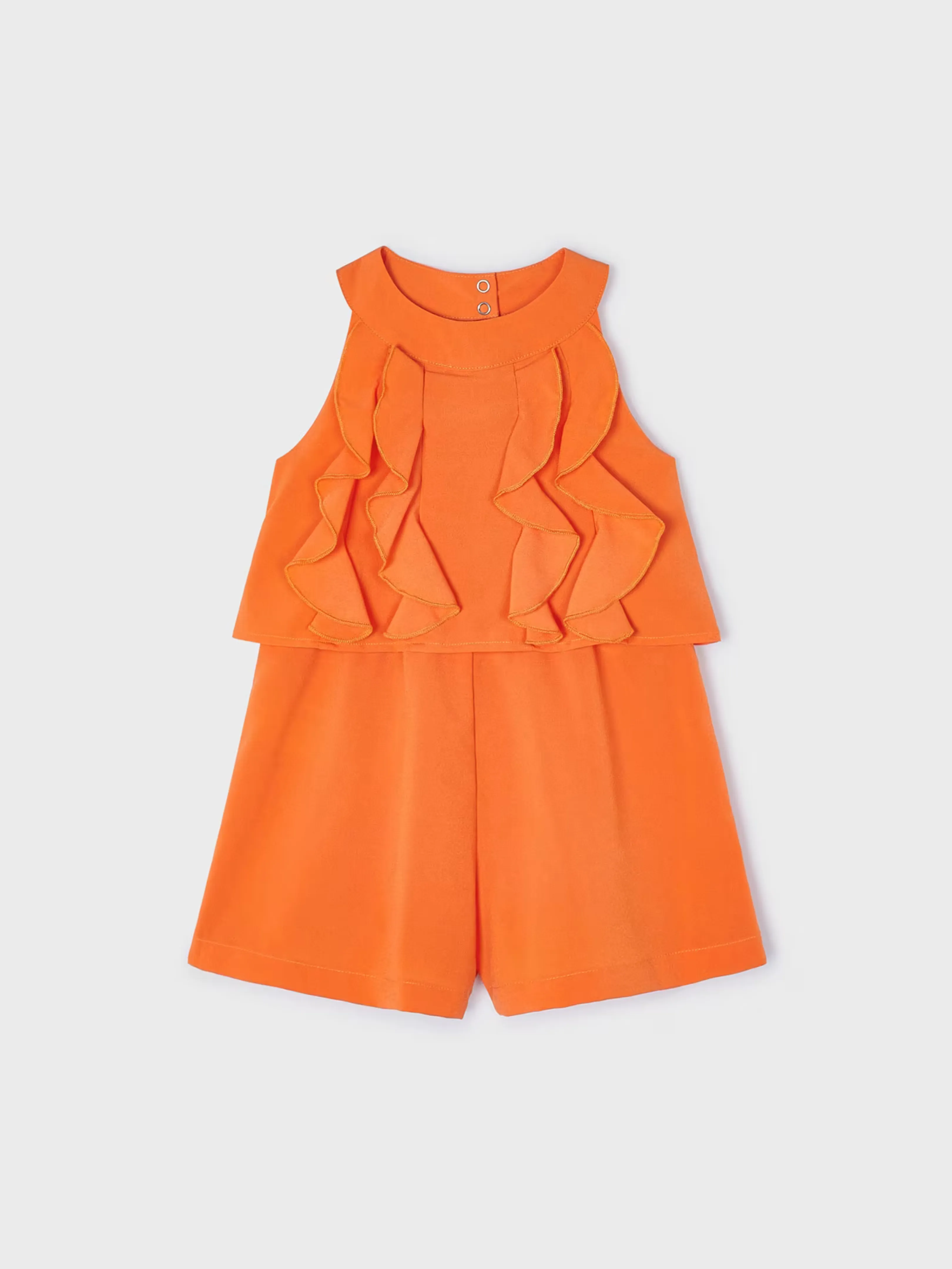 Orange Ruffled Crepe Romper - Toddler Girl