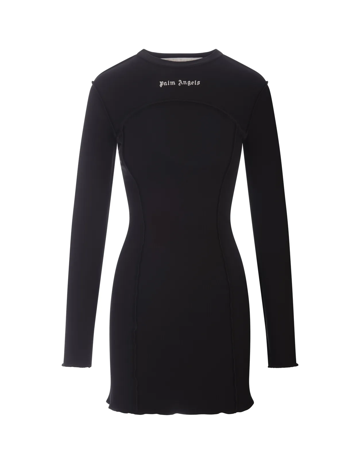 PALM ANGELS Black Mini Dress With Logo