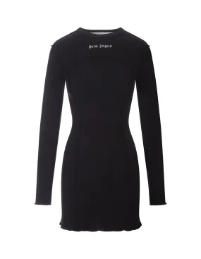 PALM ANGELS Black Mini Dress With Logo