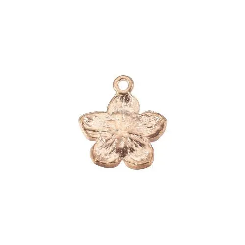 Pendants, Alloy, Flower, Single-Sided, Pearlized, Pink, Enamel, Light Gold Plated, 16.5mm