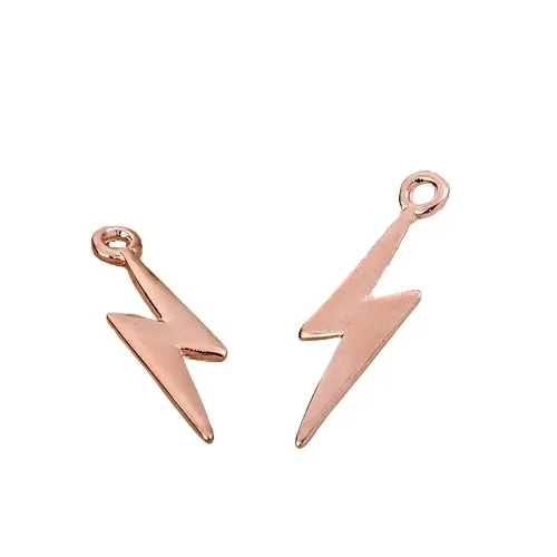 Pendants, Lightning Bolt, Rose Gold Plated, Alloy, 30mm