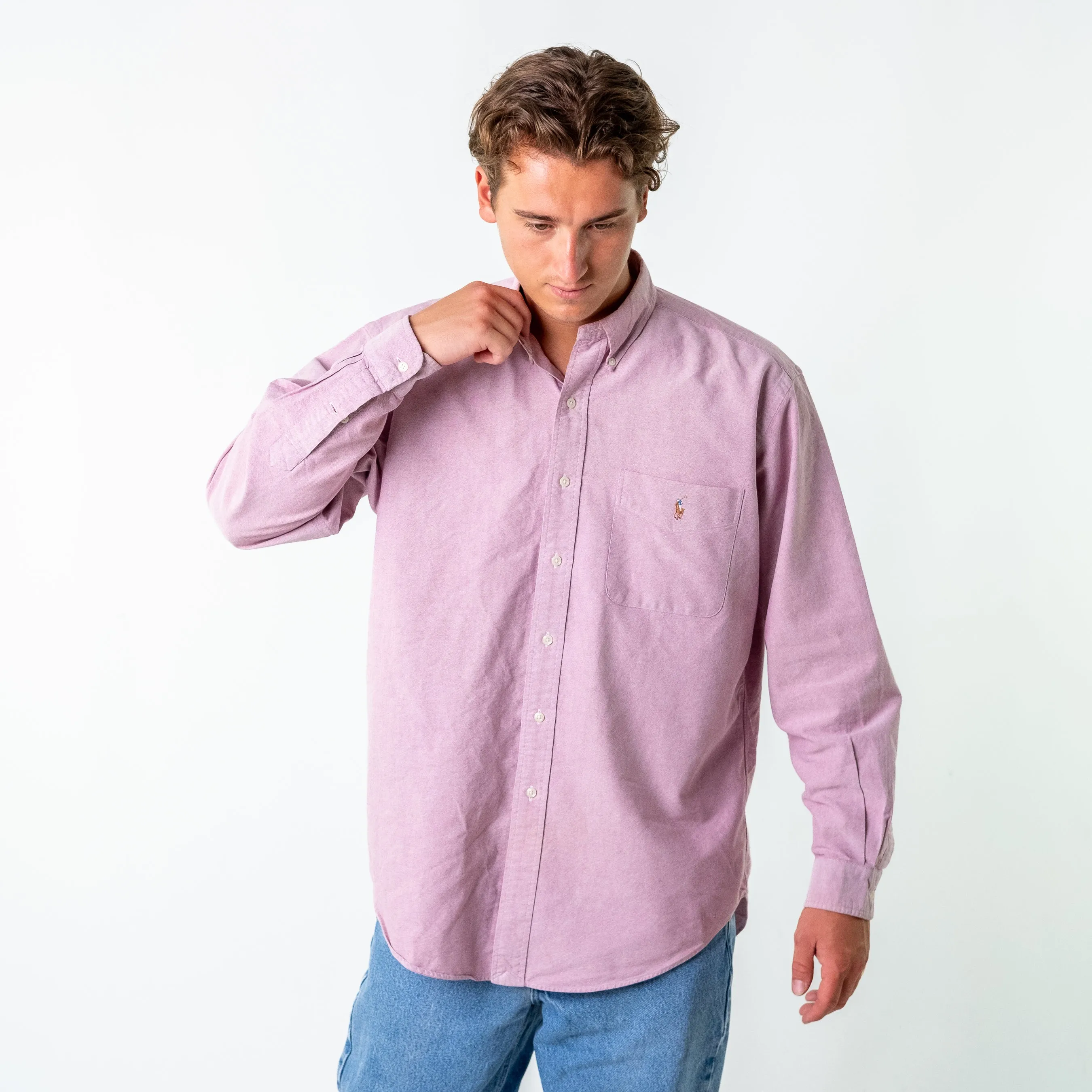 Pink 90s Polo Ralph Lauren Longsleeve Casual Shirt (L)