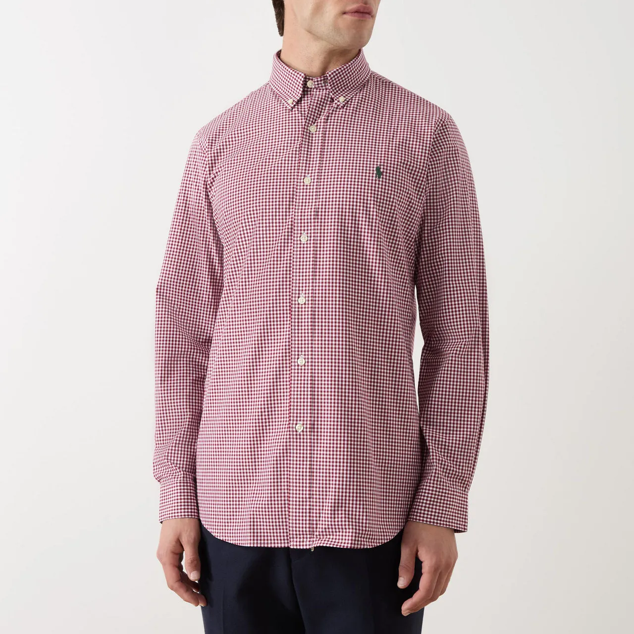 POLO RALPH LAUREN Gingham Logo Casual Shirt - Wine