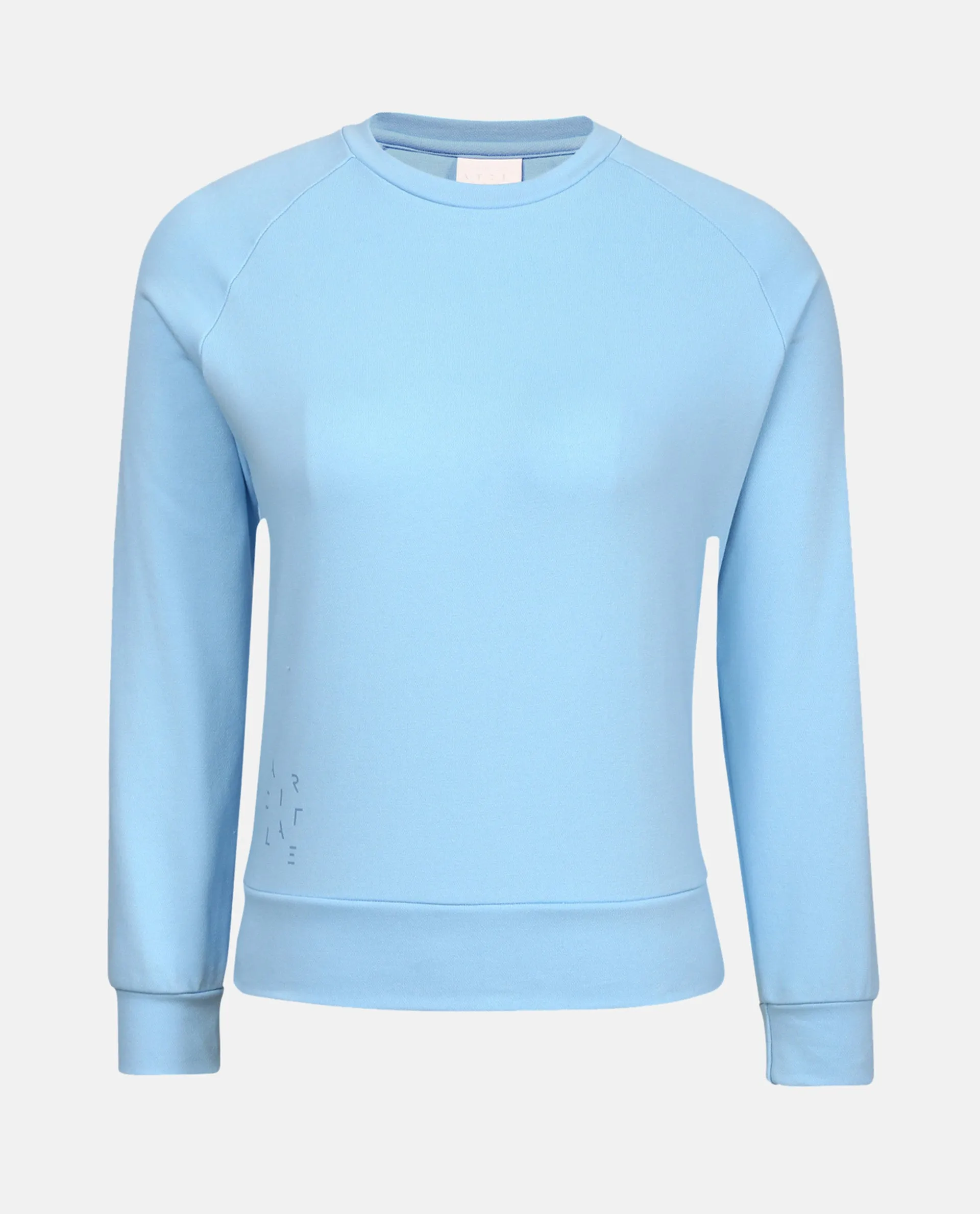 Rareism Women Cax Blue Cotton Blend Fabric Relaxed Fit Full Sleeves Solid Round Neck Sweatshirt