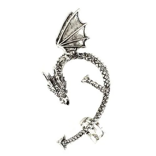 Retro Earrings Gothic Punk Etched Dragon Shape Ear Cuff No Piercing