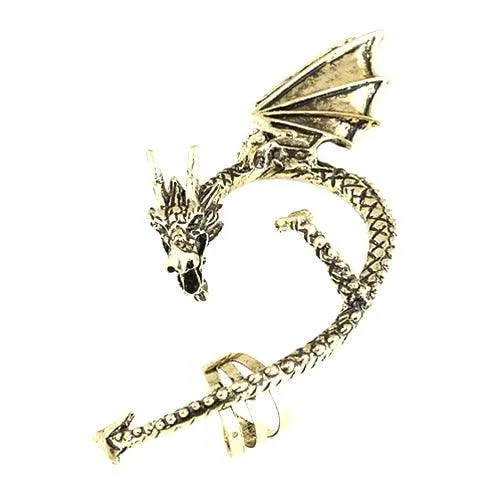 Retro Earrings Gothic Punk Etched Dragon Shape Ear Cuff No Piercing