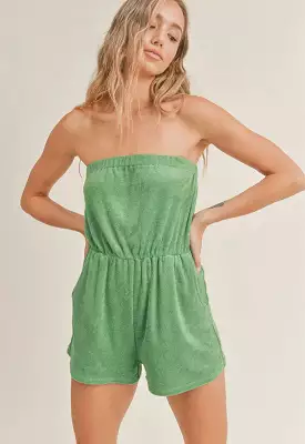 Sadie & Sage - Terry Tube Romper Kelly Green