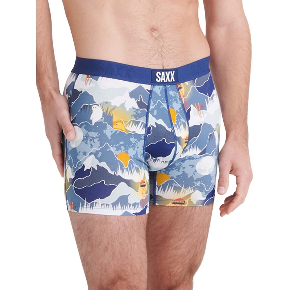 SAXX Underwear Vibe Super Soft Winter Skies-Print Slim-Fit Boxer Briefs